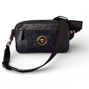 Versace Black Embossed 3 Way Bag